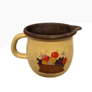 Vintage FTD‎ Harvest Fruit Basket Pitcher Yellow Ceramic Creamer Vase Taiwan ROC